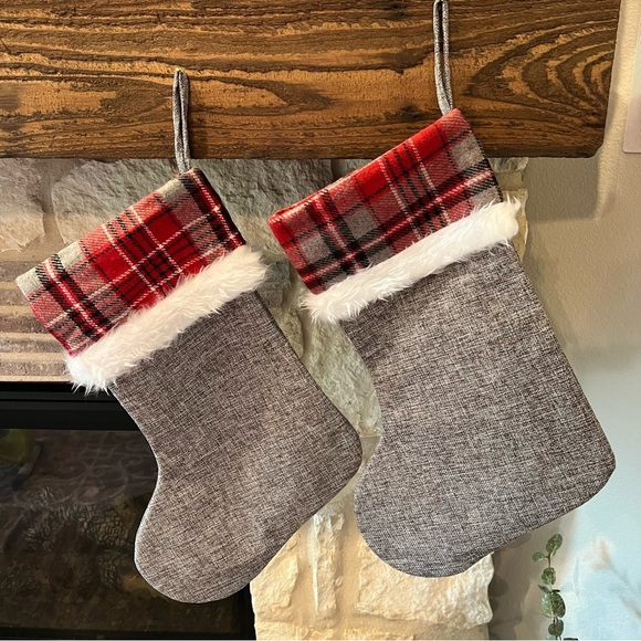 Festive Plaid Christmas Stockings Set of 2 - Picture 5 of 5